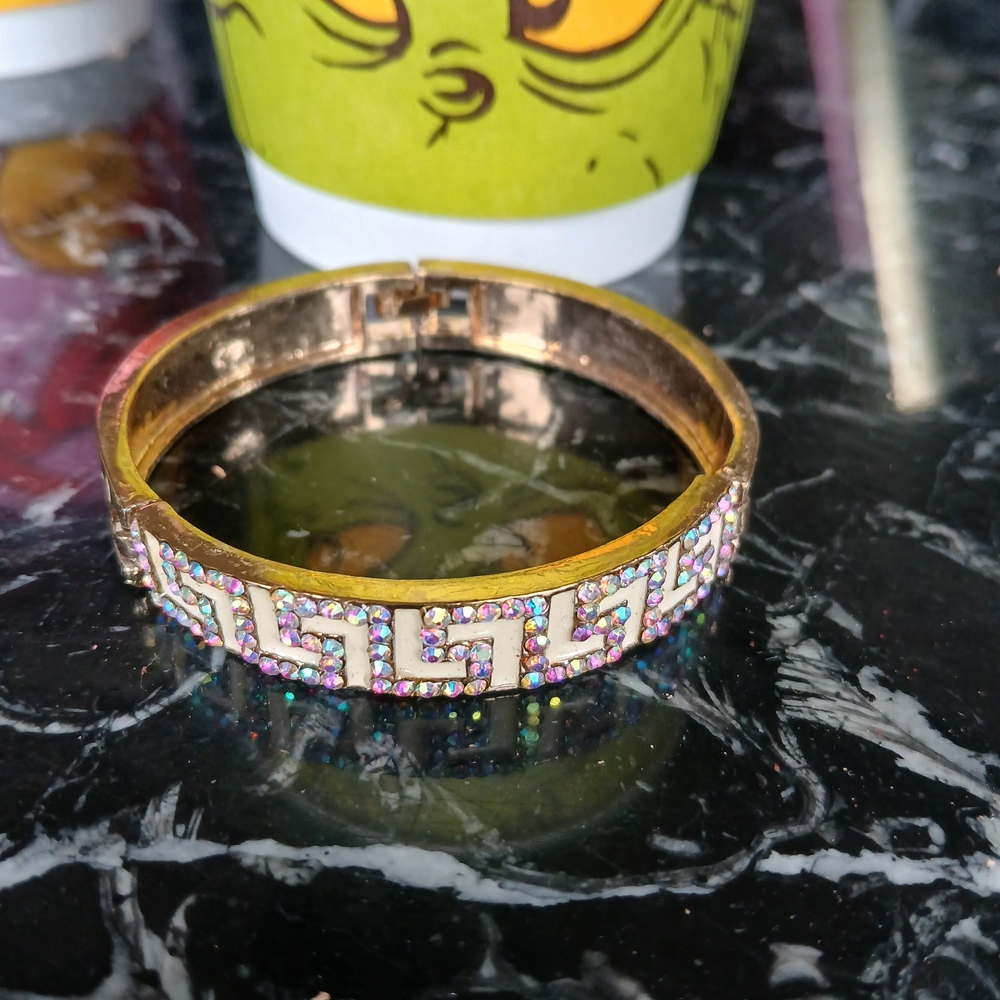 Gold Fashion Greek AB Crystal  Bangle Bracelet